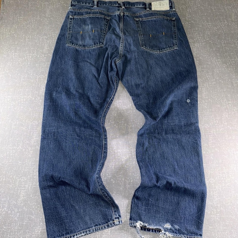 Polo Ralph Lauren Vintage 67 Jeans Mens 38x30 Blue Relaxed Straight Distressed